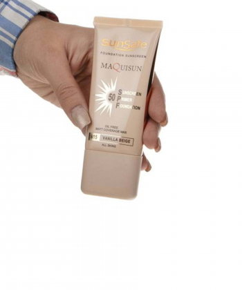 کرم ضد آفتاب کرم پودری فاقد چربی و پرایمری SPF50 سان سیف مدل مکی سان حجم 40 میلی لیتر