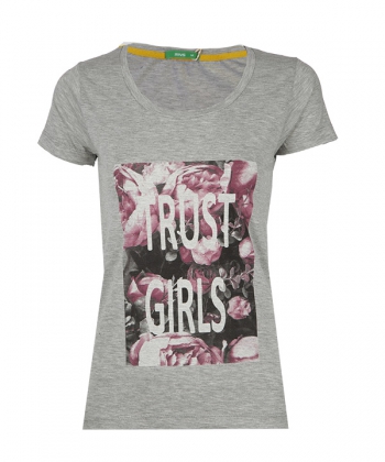 تیشرت ملانژ چاپ گل رز