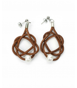 گوشواره چرم طبیعی زنانه مارانتو Maranto Leather کد E1044101