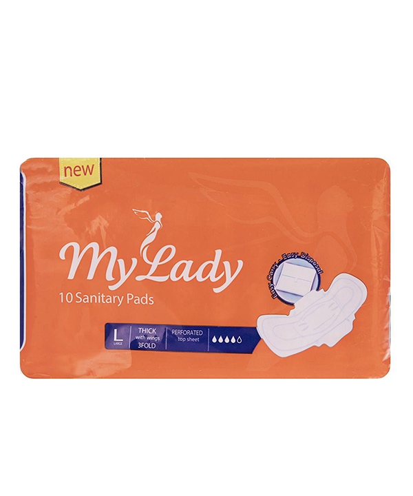 نوار بهداشتی بالدار مشبک نارنجی مای لیدی My Lady بسته 10 عددی