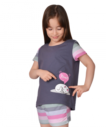 ست تیشرت و شلوارک دخترانه ناربن Narbon طرح فندوق