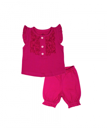 ست تاپ و شلوارک نخی دخترانه آدمک مدل 1605013