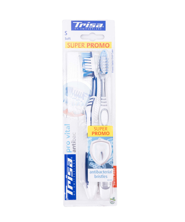 مسواک با برس نرم تریزا Trisa مدل Extra Pro Vital بسته 2 عددی