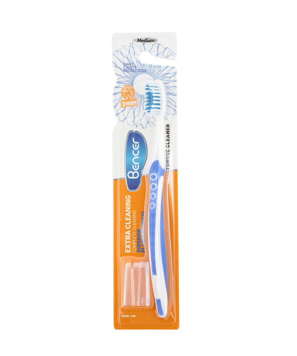 مسواک با برس متوسط بنسر Bencer مدل Extra Cleaning 706