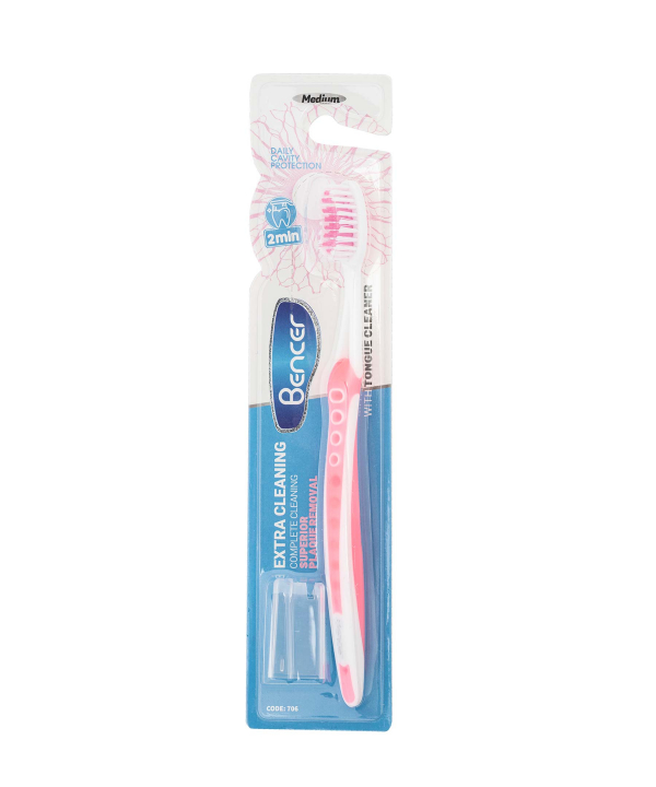 مسواک با برس متوسط بنسر Bencer مدل Extra Cleaning 706
