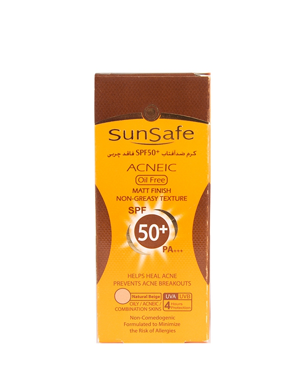  کرم ضد آفتاب رنگی فاقد چربی spf50 سان سیف Sun Safe 50 گرم