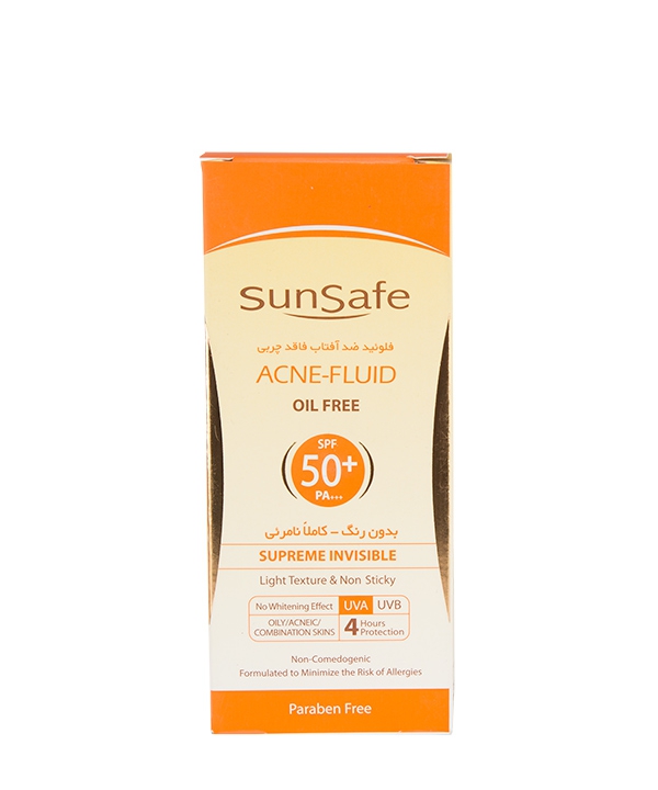 فلوئید ضد آفتاب فاقد چربی spf 50 سان سیف Sun Safe 50 گرم