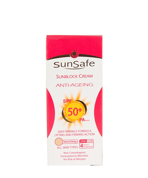 کرم ضد آفتاب ضد چروک SPF50 سان سیف  Sun Safe50 گرم