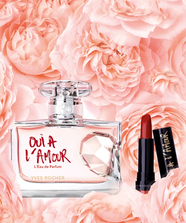 ست ادو پرفیوم زنانه و رژلب ایوروشه مدل OUI A I'AMOUR