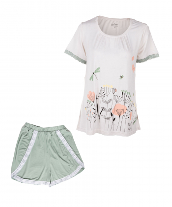 ست تیشرت و شلوارک زنانه ناربن Narbon مدل گلزار