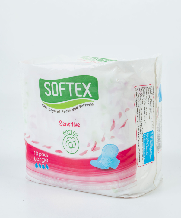 نوار بهداشتی بالدار نازک مناسب پوست‌های حساس سافتکس Softex بسته 10 عددی