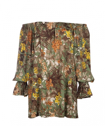 بلوز یقه چین دار چاپی