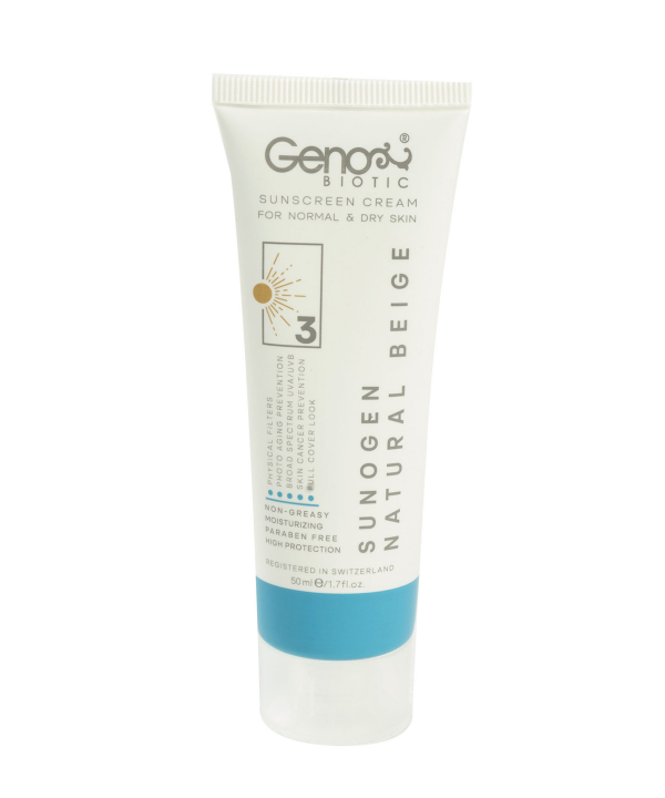 کرم ضدآفتاب رنگی SPF50 ژنوبایوتیک Geno Biotic مدل Suno Gen حجم 50 میلی‌لیتر