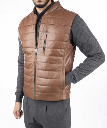 جلیقه چرم طبیعی مردانه چرمیران Charmiran کد fc1008