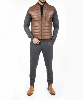 جلیقه چرم طبیعی مردانه چرمیران Charmiran کد fc1008