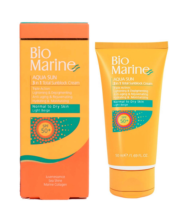 ضد آفتاب بژ روشن ضدچروک پوست معمولی و خشک SPF50 بایومارین Bio Marin حجم 50 میلی‌لیتر