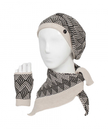 ست شال گردن و کلاه زنانه تارتن مدل 81372112101