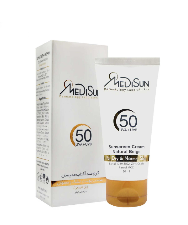 کرم ضد آفتاب رنگی SPF50 مدیسان Medisun حجم 50 میلی‌لیتر