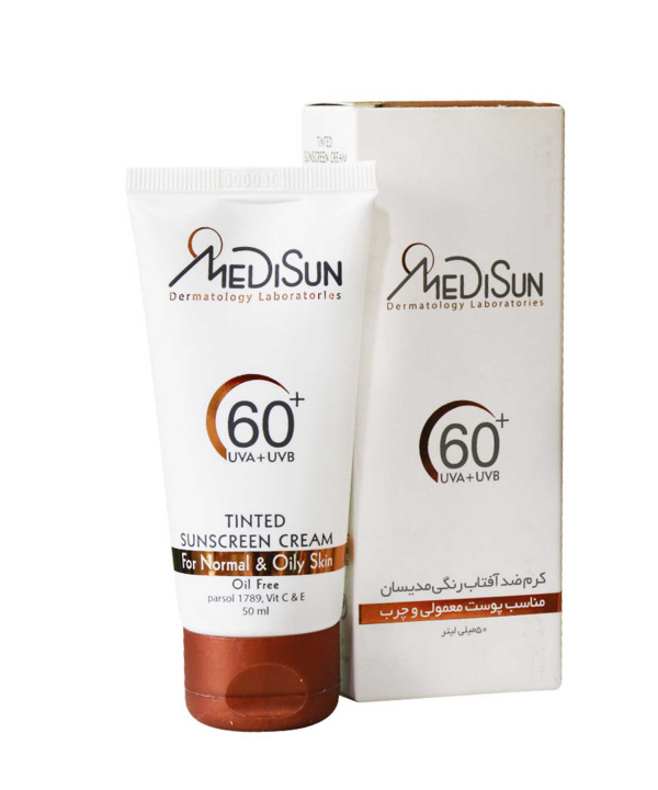 کرم ضد آفتاب رنگی SPF60 مدیسان Medisun حجم 50 میلی‌لیتر