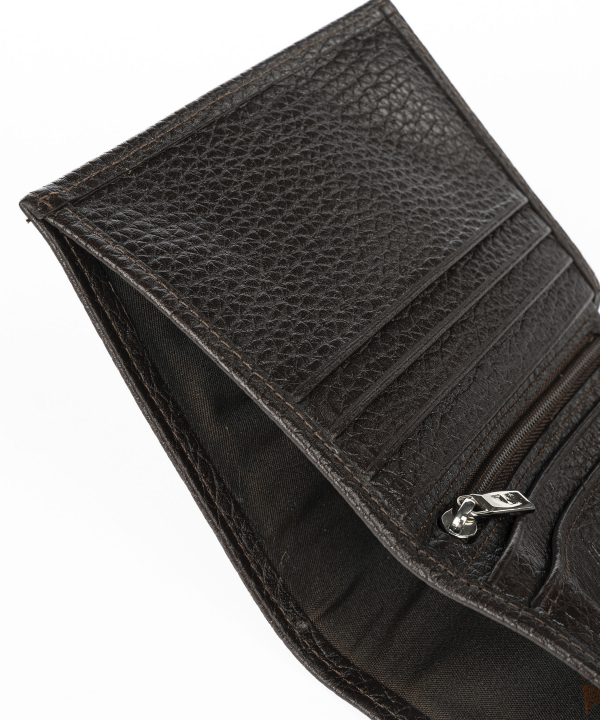 کیف پول مردانه چرم طبیعی چرم مشهدMashad leather مدل D5506 - مشکی
