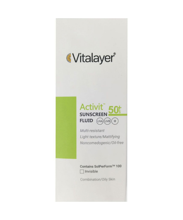 فلوئید ضد آفتاب اکتیویت بی رنگ ویتالیر Vitalayer حجم 50 میلی لیتر