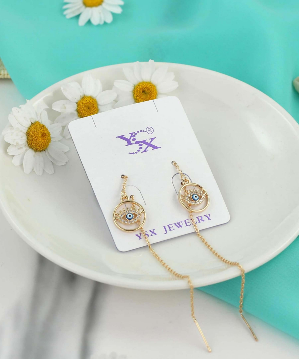گوشواره زنانه بخیه ای وای اس ایکس YSX مدل چشم نظر کد AAC-347