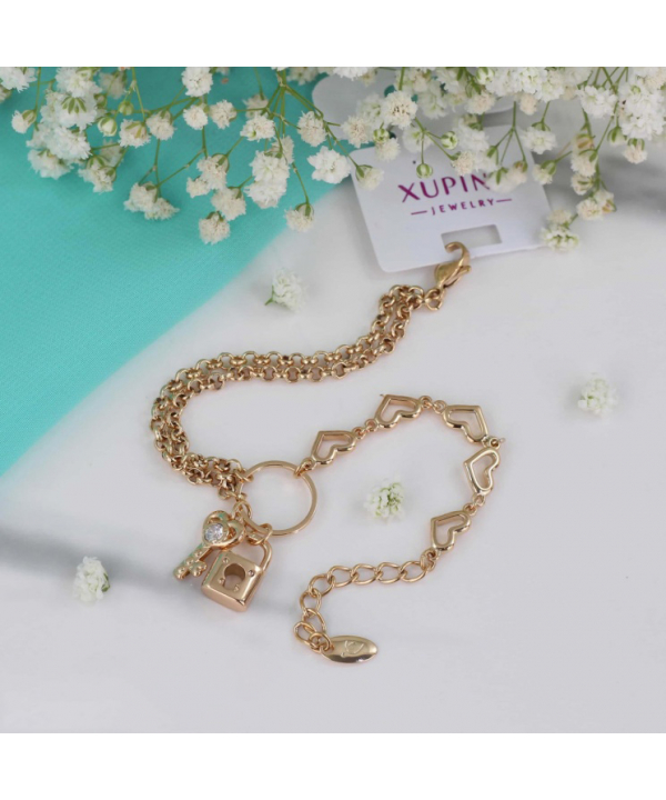 دستبند زنجیری زنانه ژوپینگ Xuping مدل قلب کد AAD-301