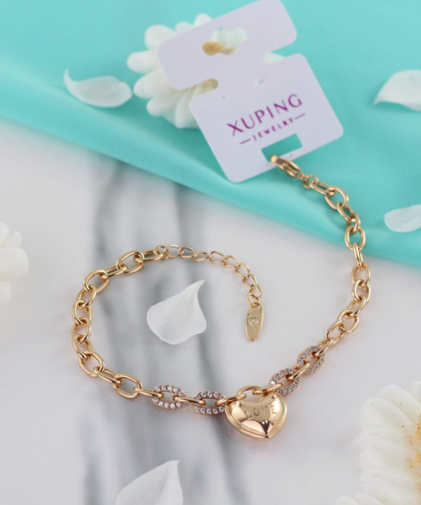 دستبند زنجیری زنانه ژوپینگ Xuping مدل قلب کد AAD-323