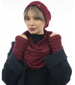 ست کلاه و شال گردن و دستکش زنانه تارتن کد 353113201