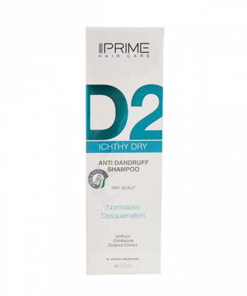 شامپو ضد شوره پوست سر خشک پرایم Prime مدل D2 حجم 250 میلی لیتر
