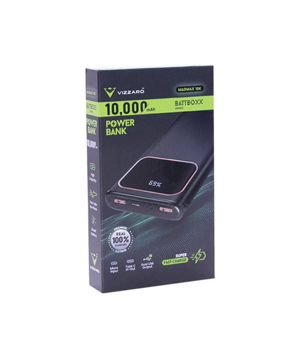 شارژر همراه ویزارو مدل BATTBOXX Series MADMAX ظرفیت 10000 میلی آمپر ساعت