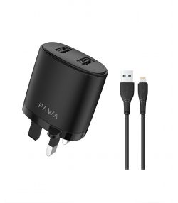 شارژر پاوا مدل Dual USB Port 2.4A به همراه کابل لایتنینگ