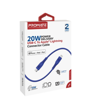 کابل تایپ سی به لایتنینگ پرومیت مدل PowerLine-Ci120 طول 120 سانتی متر