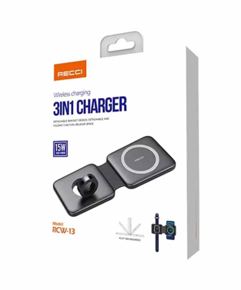 شارژر وایرلس مگنتی سه کاره رسی مدل Recci Wireless Charger RCW-13