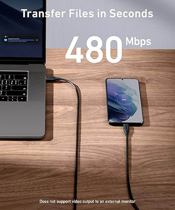 کابل تایپ سی به تایپ سی انکر مدل PowerLine III A8856 طول 180 سانتی متر