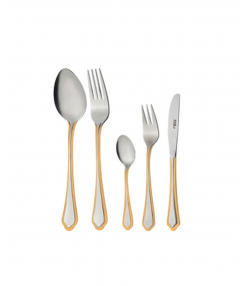 سرویس قاشق و چنگال 30 پارچه ونیز دورطلایی جعبه کادویی ناب استیل Nabsteel کد 2012