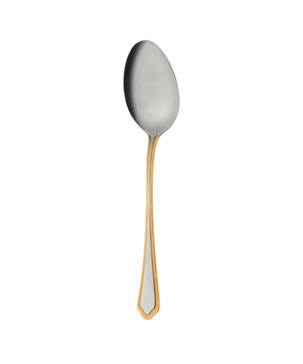 سرویس قاشق و چنگال ?? پارچه ونیز دورطلایی جعبه چوبی سفید ناب استیل Nabsteel کد 2012