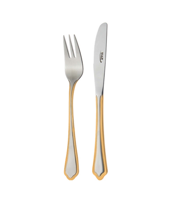 سرویس قاشق و چنگال ?? پارچه ونیز دورطلایی جعبه چوبی سفید ناب استیل Nabsteel کد 2012
