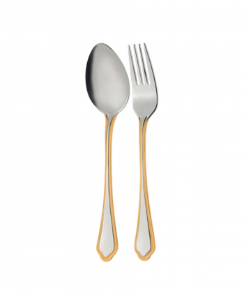 سرویس قاشق و چنگال 116 پارچه ونیز دورطلایی جعبه چوبی ناب استیل Nabsteel کد 2012