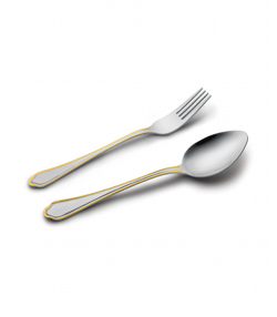 قاشق و چنگال 12 پارچه ونیز دورطلایی ناب استیل Nabsteel کد 2012