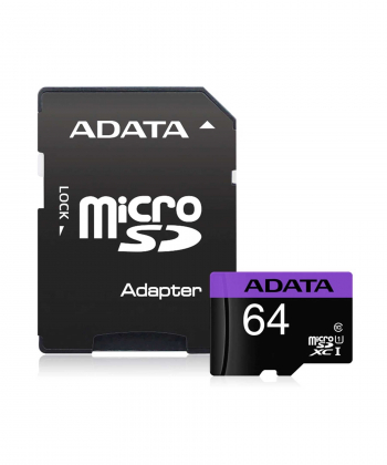 کارت حافظه microSDHC ای دیتا مدل Premier کلاس 10 استاندارد UHS-I سرعت 80MBps ظرفیت 64 گیگابایت