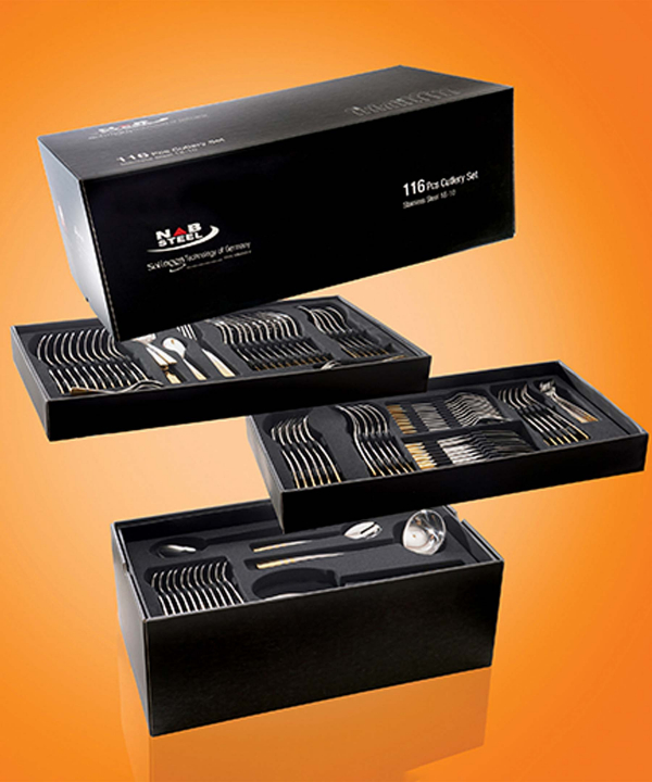 سرویس قاشق و چنگال ??? پارچه ونیز براق جعبه کادویی ناب استیل Nabsteel کد 2012
