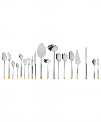 سرویس قاشق و چنگال 136 پارچه پالرمو دورطلایی جعبه چوبی پایه دار ناب استیل Nabsteel کد 1612