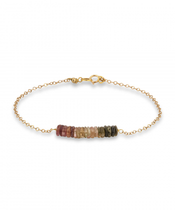 دستبند زنجیر طلا زنجیر سنگی کرم خاکی کیا گالری Kia Gallery کد BT135