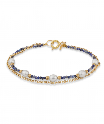 دستبند زنجیر طلا زنجیر مروارید سنگ گوی کیا گالری Kia Gallery کد BT136