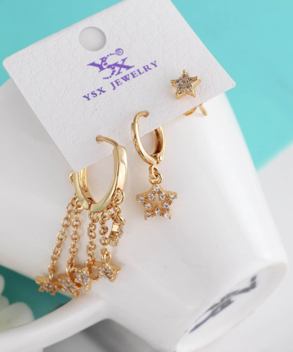 گوشواره زنانه پکی وای اس ایکس Ysx مدل ستاره کد AAC-662
