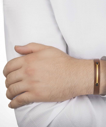 دستبند چرمی یک خط دایره مردانه کیا گالری Kia Gallery کد BBH002-2