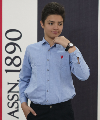 پیراهن آستین بلند پسرانه یو اس پولو کیدز مدل 3035A1