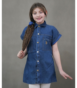 پیراهن دخترانه یو اس پولو کیدز US Polo Kids کد 3074A1