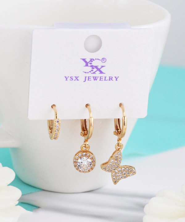 گوشواره زنانه پکی وای اس ایکس Ysx مدل پروانه کد AAC-634